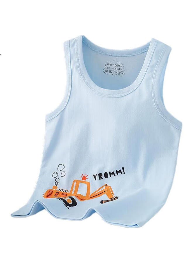 Kids' Thin Cotton Vest Boys Girls Baby Vest T-Shirt Children'S Underwear Bottoming Shirt Blue 100