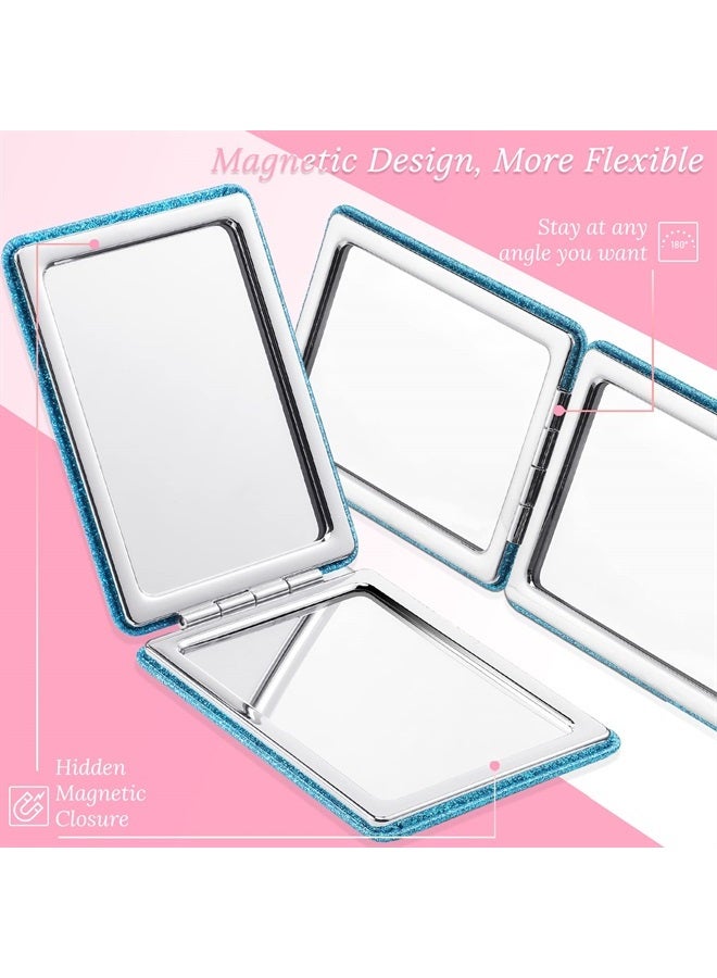 Panelee 8 Pcs Inspirational Compact Mirror Glitter Square Birthday Gifts for Women 1X/ 2X Double Sided Cosmetic Pocket Mirror Folding Pu Leather Small Mirror for Purse for Friend Female - Image 3