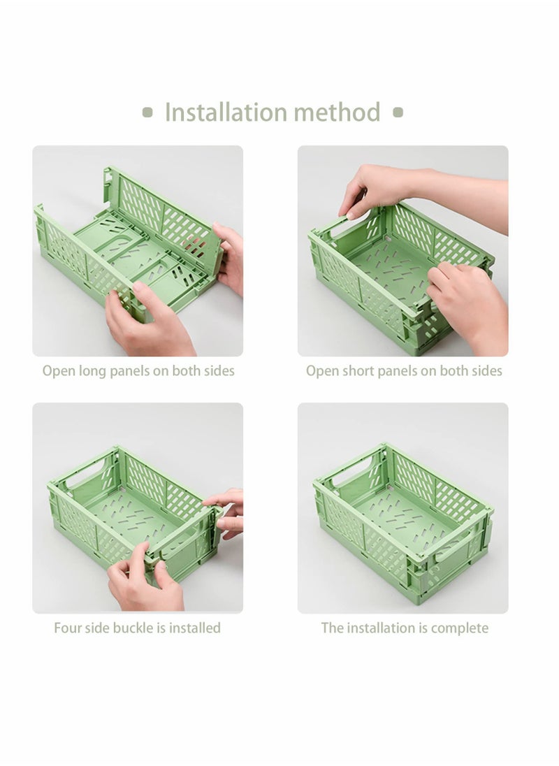 SYOSI - Foldable Storage Baskets, Medium and Mini Plastic Stackable Storage Bins, Plastic Basket Tray, Mini Reliable Folding Storage Crate for Office Kitchen Living Room Bathroom（3Pack） - Image 1