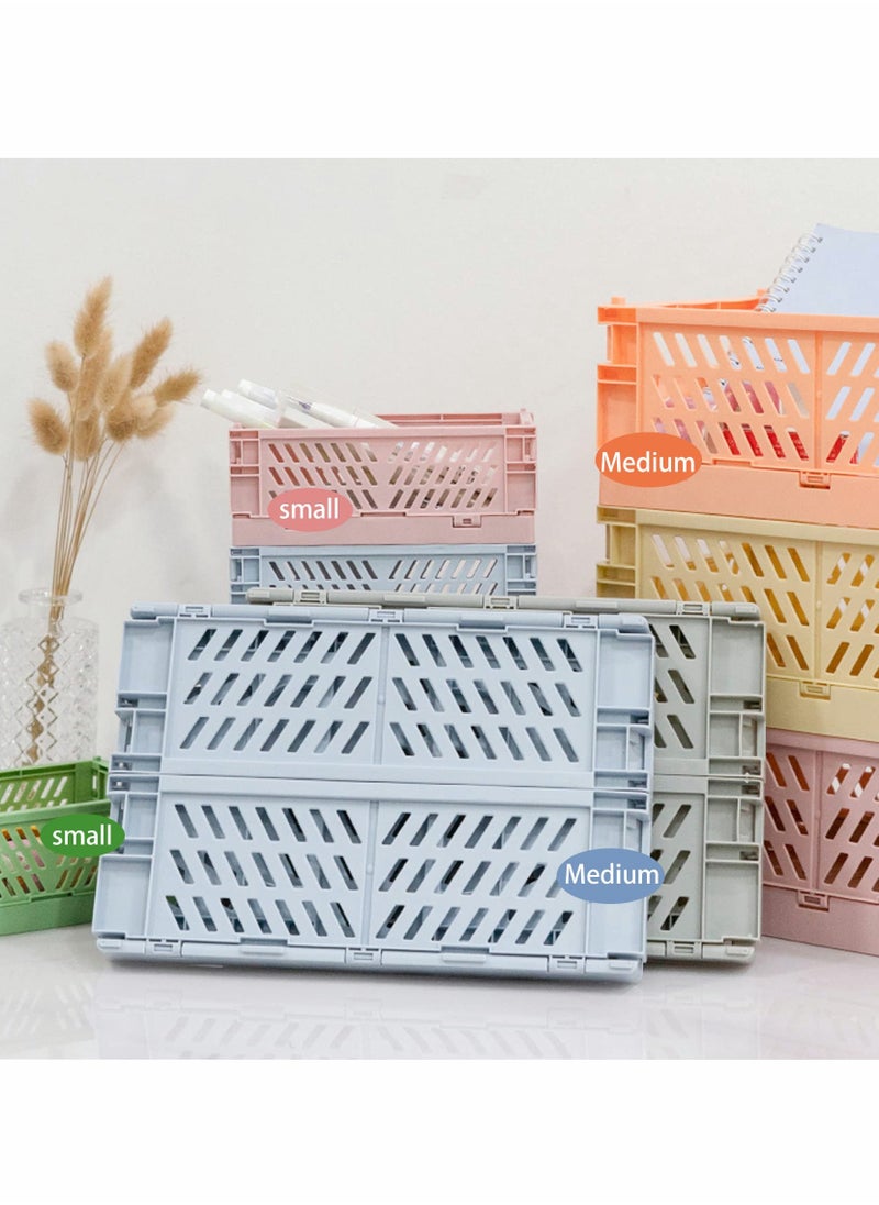 SYOSI - Foldable Storage Baskets, Medium and Mini Plastic Stackable Storage Bins, Plastic Basket Tray, Mini Reliable Folding Storage Crate for Office Kitchen Living Room Bathroom（3Pack） - Image 1