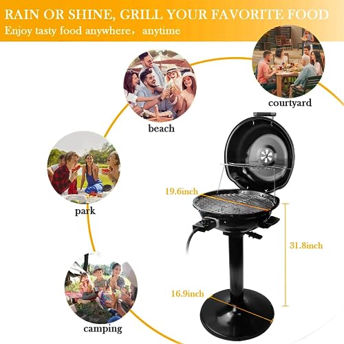 Techwood 1600W Indoor Outdoor Electric Grill, Electric BBQ Grill, Portable Removable Stand Grill, Black - Image 5