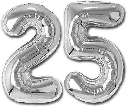 flavouredlove flavourdlove 16 inches Number Foil balloon for party decoration (Silver 25) - Image 5