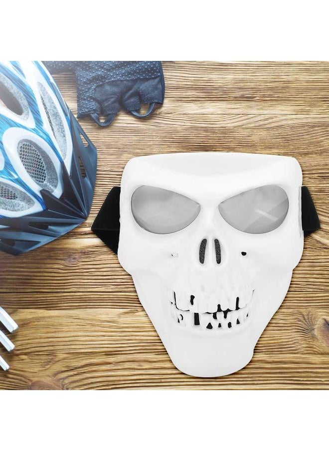 Thoraya - Motorcycle Riding Protective Skeleton Mask Windproof Goggle Mask(White Frame Silver Eyeglass) - Image 1
