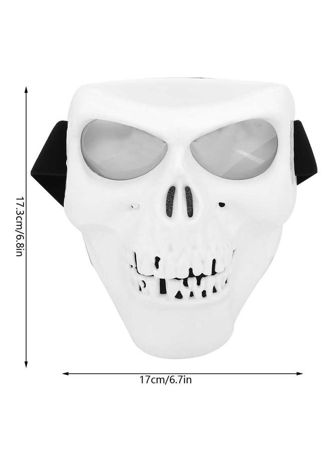 Thoraya - Motorcycle Riding Protective Skeleton Mask Windproof Goggle Mask(White Frame Silver Eyeglass) - Image 1