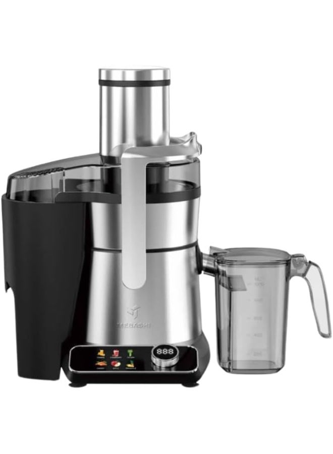 MEBASHI ME-JC3013SS Juicer –1000W Powerful Copper Motor, Touch Panel, 85mm Wide Feeding Tube,1.5L Juice Cup & 2L Pulp Container, Stainless Steel Body, 6 Intelligent Programs (Black & Stainless steel) - Image 1