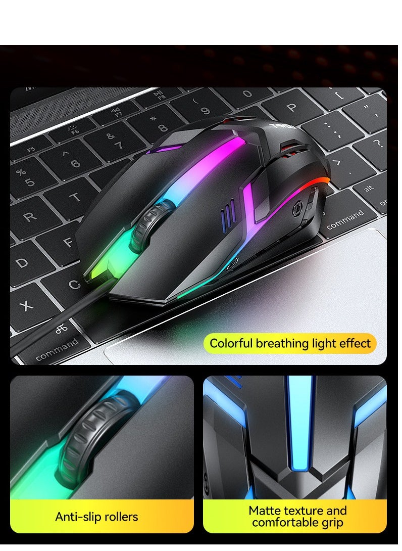 T-WOLF - Game 4 IN 1 Set,Backlit Keyboard + Colorful Backlit Mouse + Large-Size Mousepad + Gaming Headset,Waterproof Rgb Color Suitable For Pc/Ps4/Xbox Gamers, Android Pubg Codm Genshin Diablo All Games - Image 1