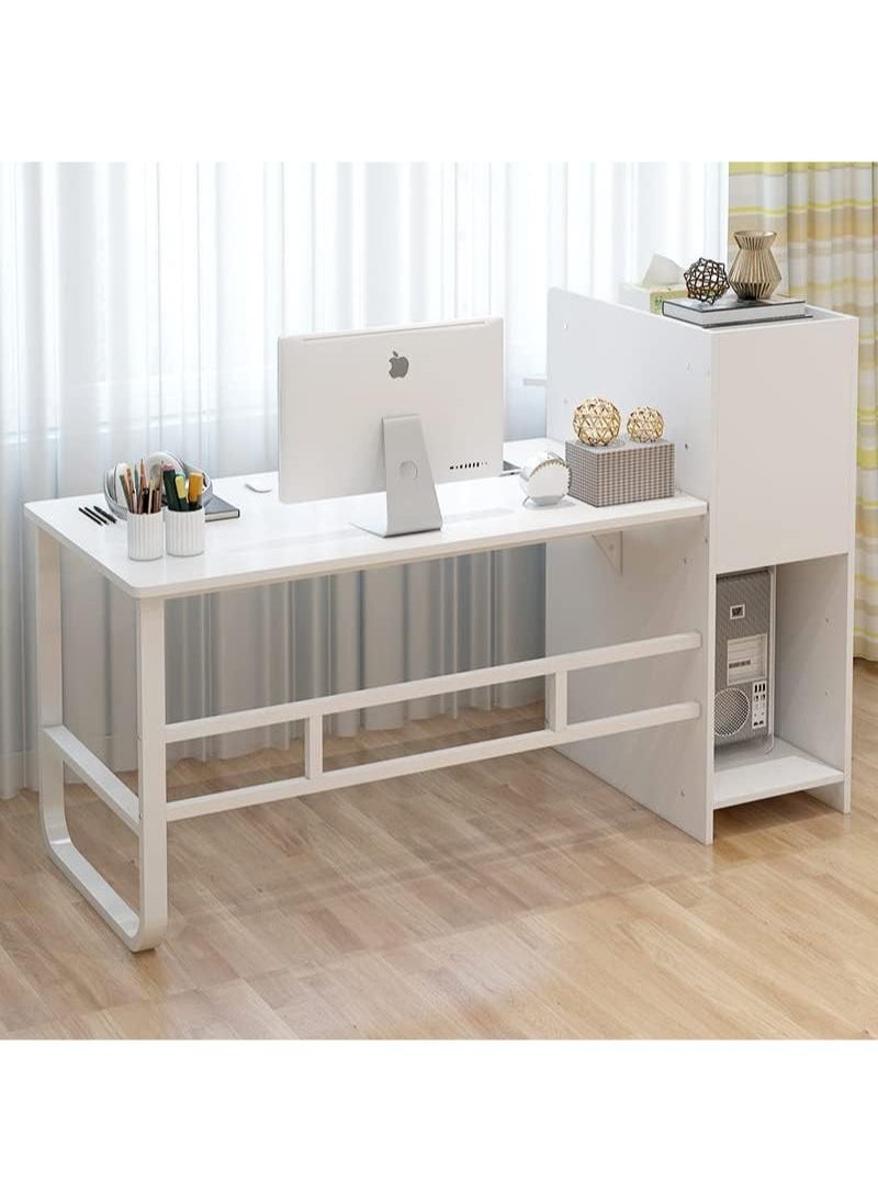 AGD Study Table With Side Shelves Unit For Computer Study Writing and Games Suitable For Home White  - Image 2