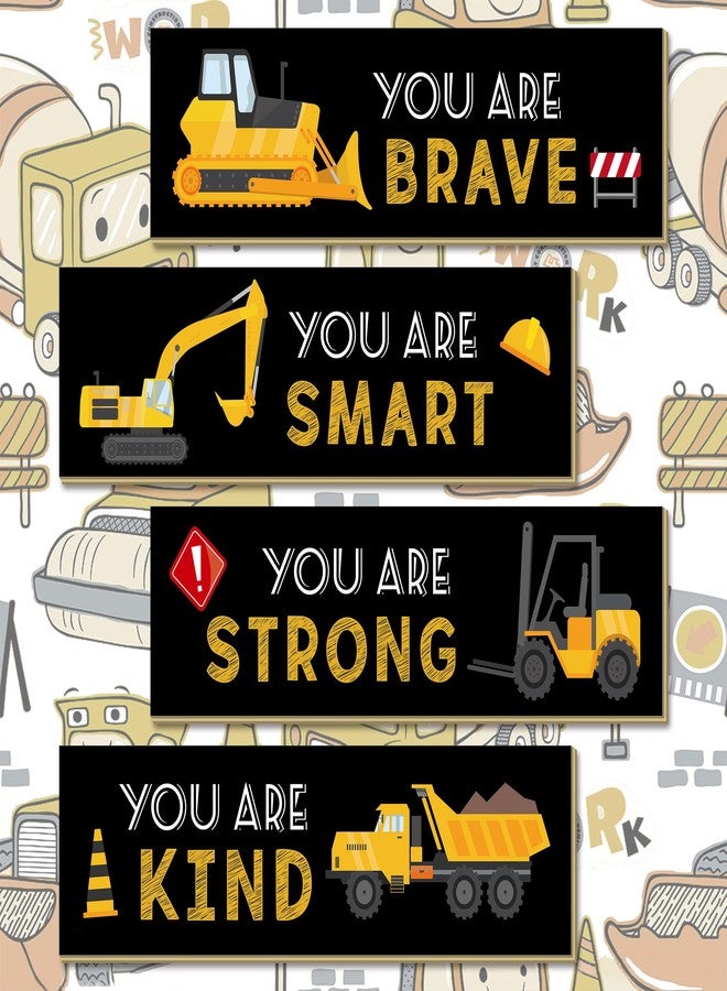LUHIMO 4 PCS Construction Trucks Theme Room Decor for Boys,Wooden Hanging Wall Pediments for Kids Toddler Boy Playroom Art Inspirational Quotes. - Image 1