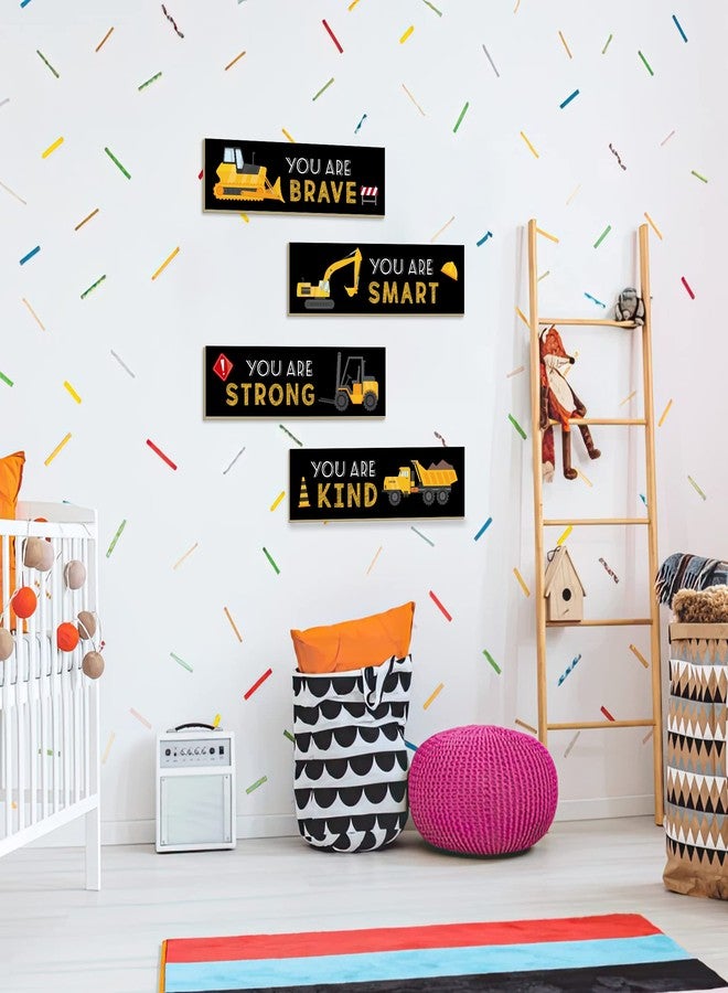 LUHIMO 4 PCS Construction Trucks Theme Room Decor for Boys,Wooden Hanging Wall Pediments for Kids Toddler Boy Playroom Art Inspirational Quotes. - Image 3