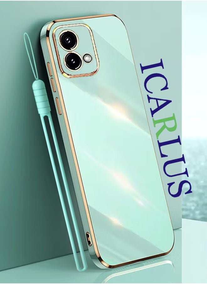ICARLUS For Motorola Moto G84 5G Case Glossy Electroplating TPU Protective Cover Gold-Green  - Image 1