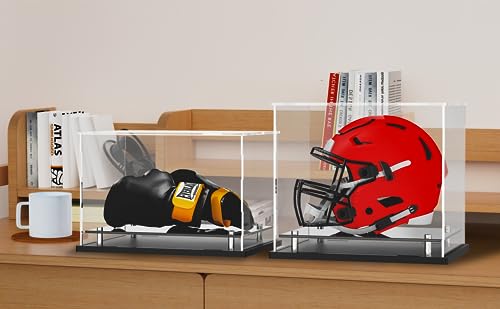 WANLIAN Clear Boxing Glove Display CaseSelfAssembly Acrylic Baseball Glove Display case for Full SizeFootball Glove Display Case Holder ShowcaseBaseball Mitt Ball Display Case with Black Base Riser Stand - Image 3