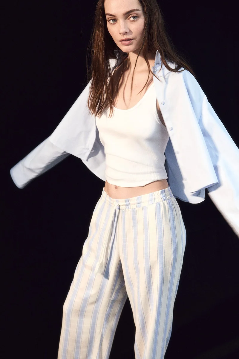 اتش اند ام بنطلون برباط خصر وقصّة مستقيمة