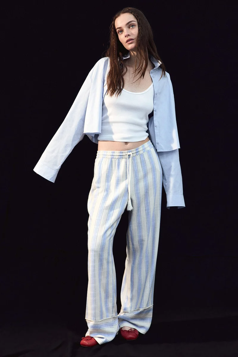 اتش اند ام بنطلون برباط خصر وقصّة مستقيمة