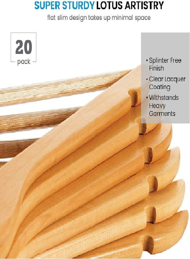 ZOBER 30-Piece Non-Slip 360° Swivel Hook And Precisely Cut Notches Wooden Hangers Natural Wood/Silver 44.5x22.86x1.01cm - Image 4