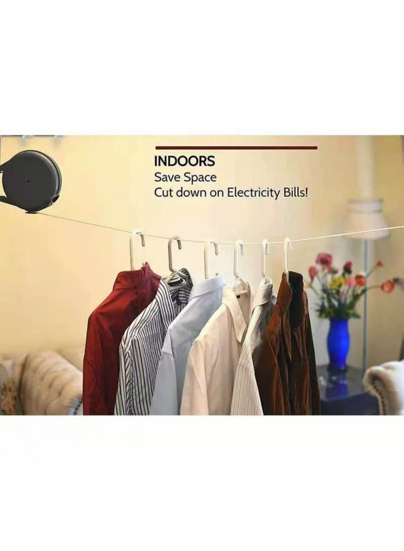 Retractable Clothesline No-Drill, 15M Extra-Thick Non-Slip Invisible Laundry Drying Rope, Heavy-Duty Adjustable Clothes Drying Line, 2 Pack - Image 1