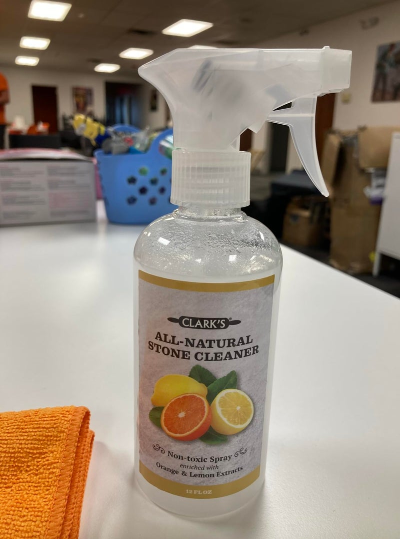 CLARK'S Natural Stone Spray Cleaner, with Microfiber Cloth for Soapstone, Granite, Quartz, Marble, & other Countertop Surfaces â€“ Pure Ingredients to Keep Stone Protected, Citrus Oil Extracts, 12oz - Image 5