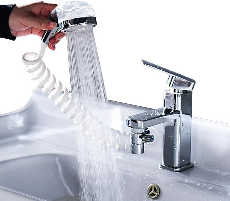 VishBin Shower Head Hand Shower Set External Shower Head for Sink Shower Head Set with Hose and Stand Bathroom Installations for Washing Hair Cleaning the Sink and Bidet - Image 3