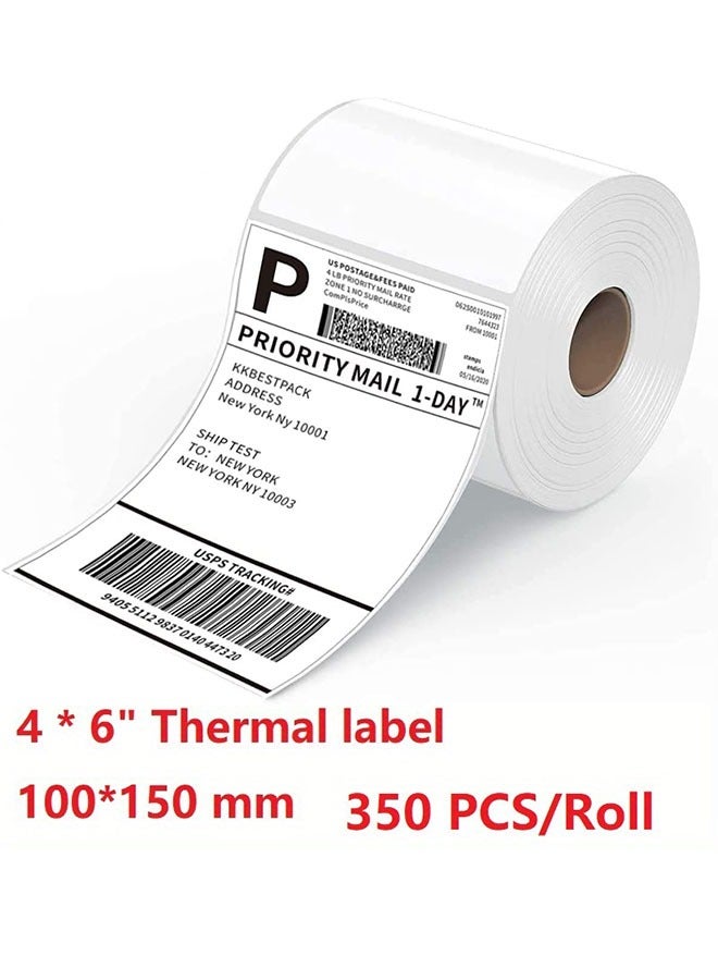 4X6 Inch Direct Thermal Shipping Label, Thermal Postage Stickers Perforated Strong Adhesive Commercial Grade Labels, 350 Labels per Roll 100mm*150mm - Image 1