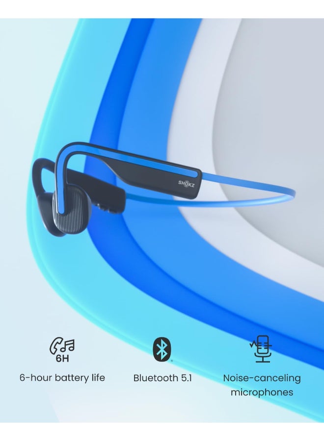 شوكز سماعات SHOKZ OpenMove بتقنية توصيل العظام - سماعات بلوتوث 5.1 مفتوحة الأذن، بطارية 6 ساعات، خفيفة الوزن، مقاومة للعرق، زرقاء - Image 2