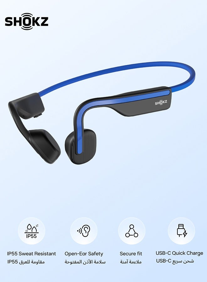 SHOKZ OpenMove Bone Conduction Headphones - Open-Ear Wireless Bluetooth 5.1, 6H Battery, Lightweight, Sweatproof, Blue blue - Image 1