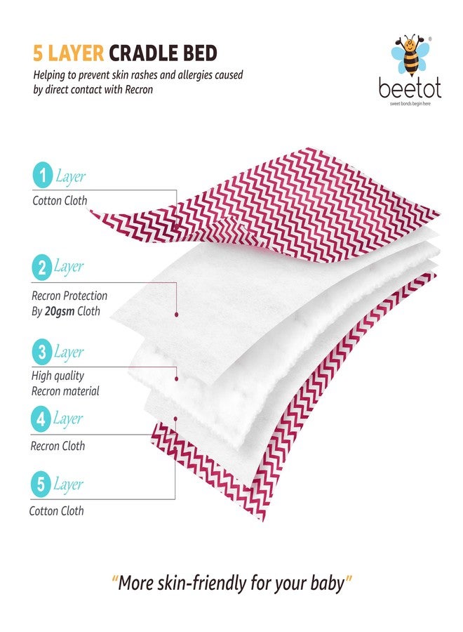 beetot طقم أرجوحة/مهد أطفال من بيتوت (قماش ثوتيل، بالنا، دولنا) | قماش المهد مع سرير مبطن، ناموسية، زنبرك، مثلث وخطاف للنافذة | حتى 15 كجم | (أحمر) - Image 5