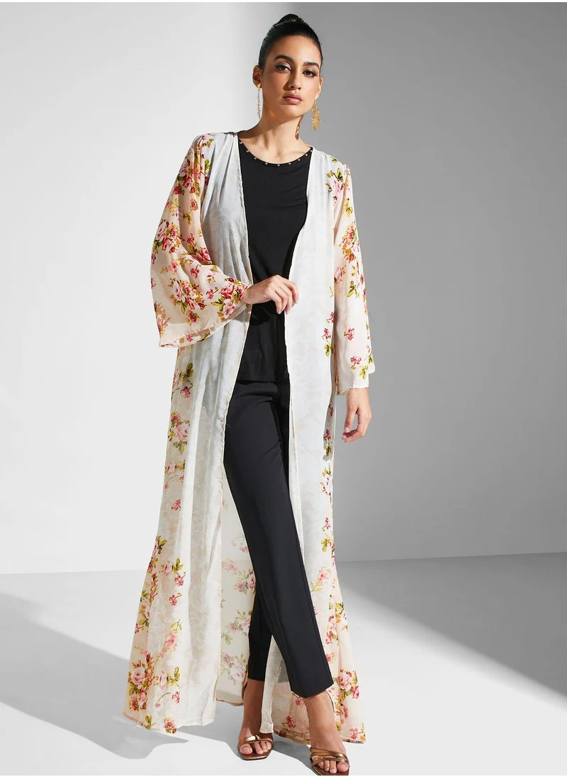 جولدن ابل Floral Printed Longline Kimono