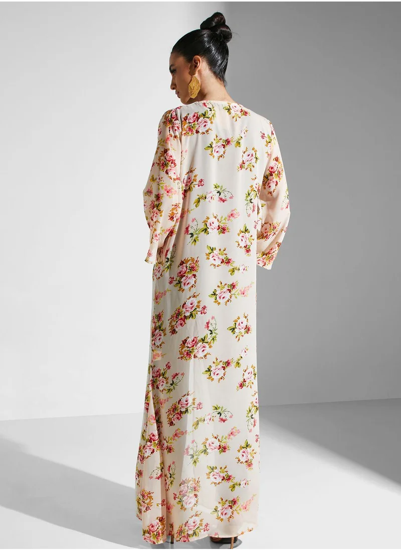 جولدن ابل Floral Printed Longline Kimono