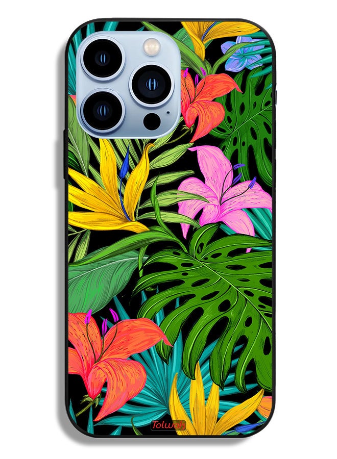 Tolwak Apple iPhone 13 Pro Protective Case Pattern Tropical Flowers Leaves - Image 2