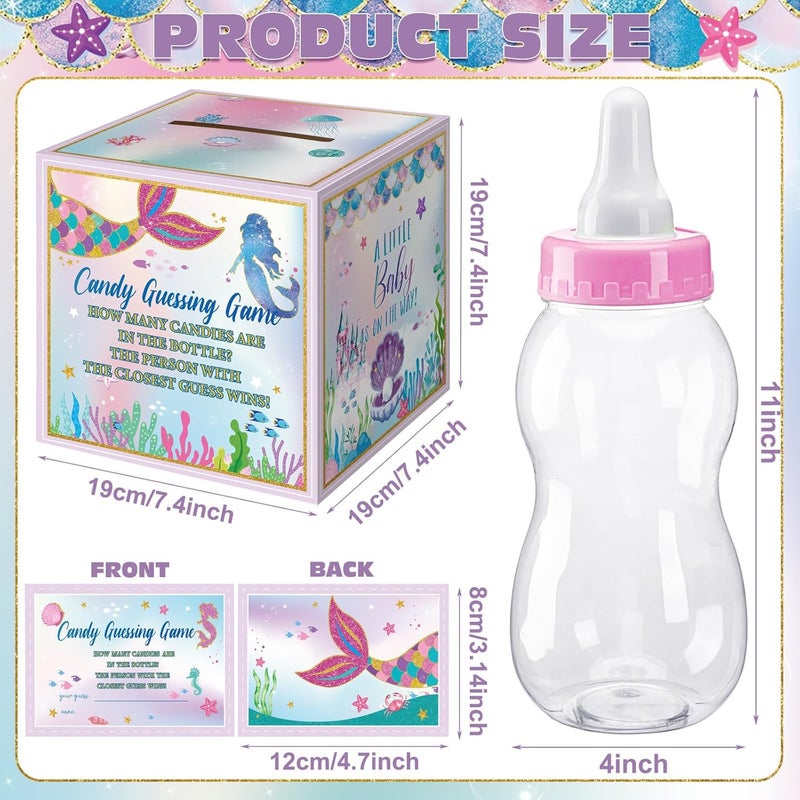 Glenmal 52 Pcs Baby Shower Games Gift Sets Large Baby Bottle for Shower Game Guess How Many Candies Decorations for Gender Reveal(Mermaid) - Image 5