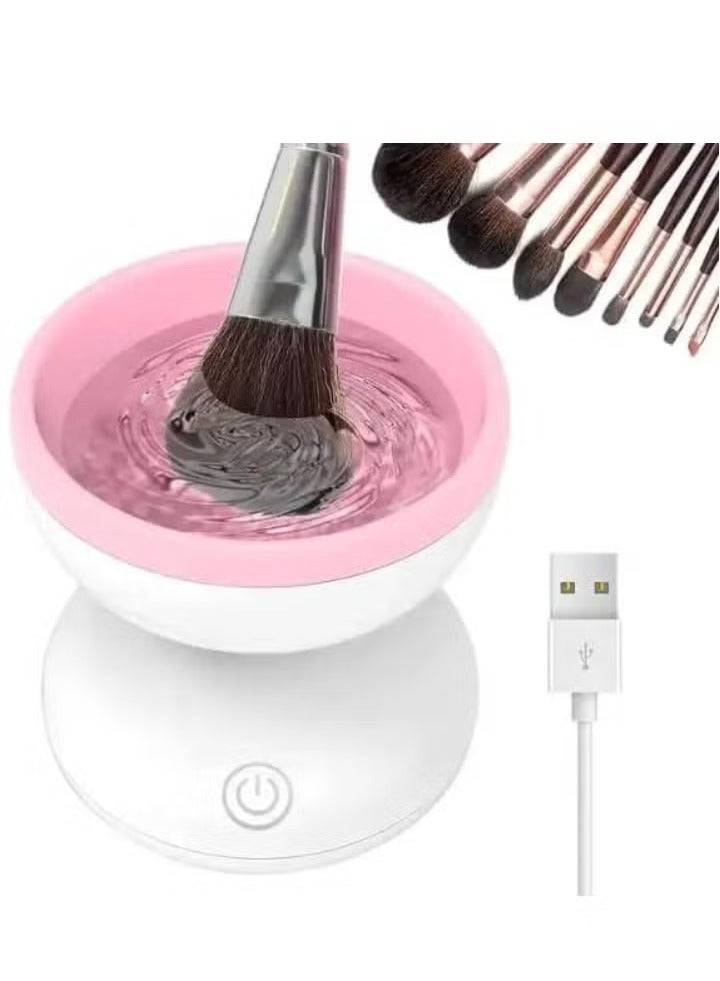 ELTRAZONE Electric Makeup Brush Cleaner and Dryer Set – USB Powered Automatic Spinner with Quick Drying Technology – Deep Cleansing Tool for All Brush Sizes – Fast, Hygienic Makeup Brush Washer – Easy to Use, Compact & Portable – Pink - Image 1