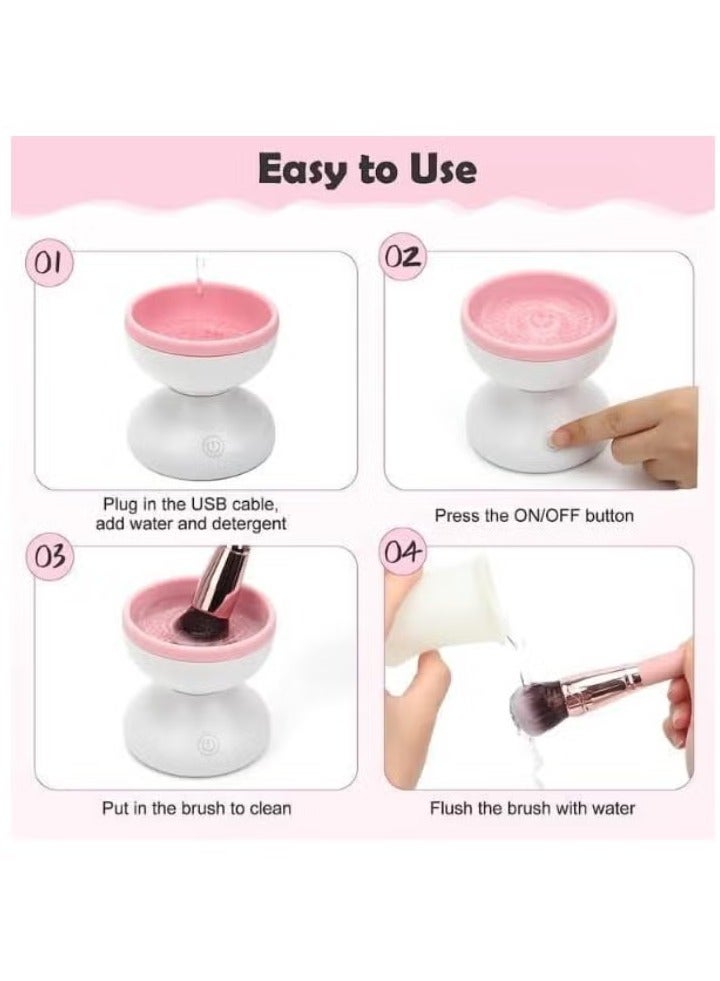 ELTRAZONE Electric Makeup Brush Cleaner and Dryer Set – USB Powered Automatic Spinner with Quick Drying Technology – Deep Cleansing Tool for All Brush Sizes – Fast, Hygienic Makeup Brush Washer – Easy to Use, Compact & Portable – Pink - Image 5