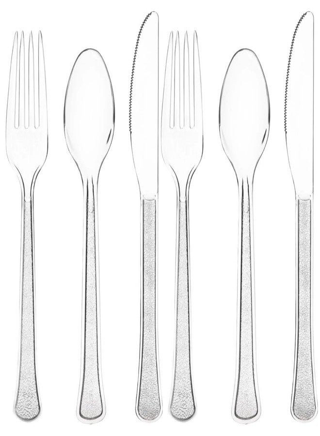 Amscan Clear Plastic Heavy Weight Assorted Cutlery (80 Count) - Premium Disposable Plastic and Sturdy Cutlery, Perfect for Home Use and All Kinds of Occasions - Image 1