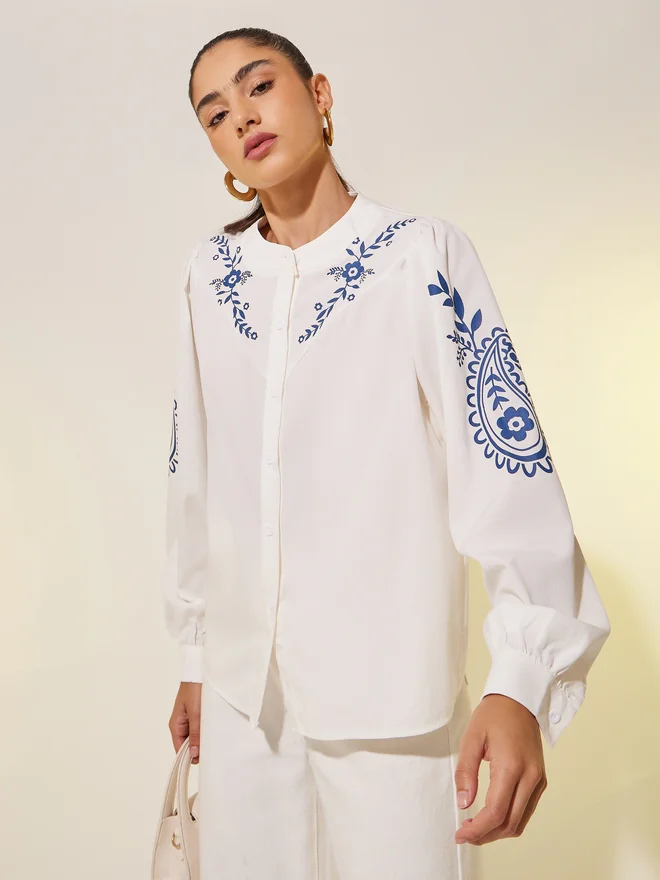 Take Two Take Two Floral Print Long Sleeve Regular Fit Shirt