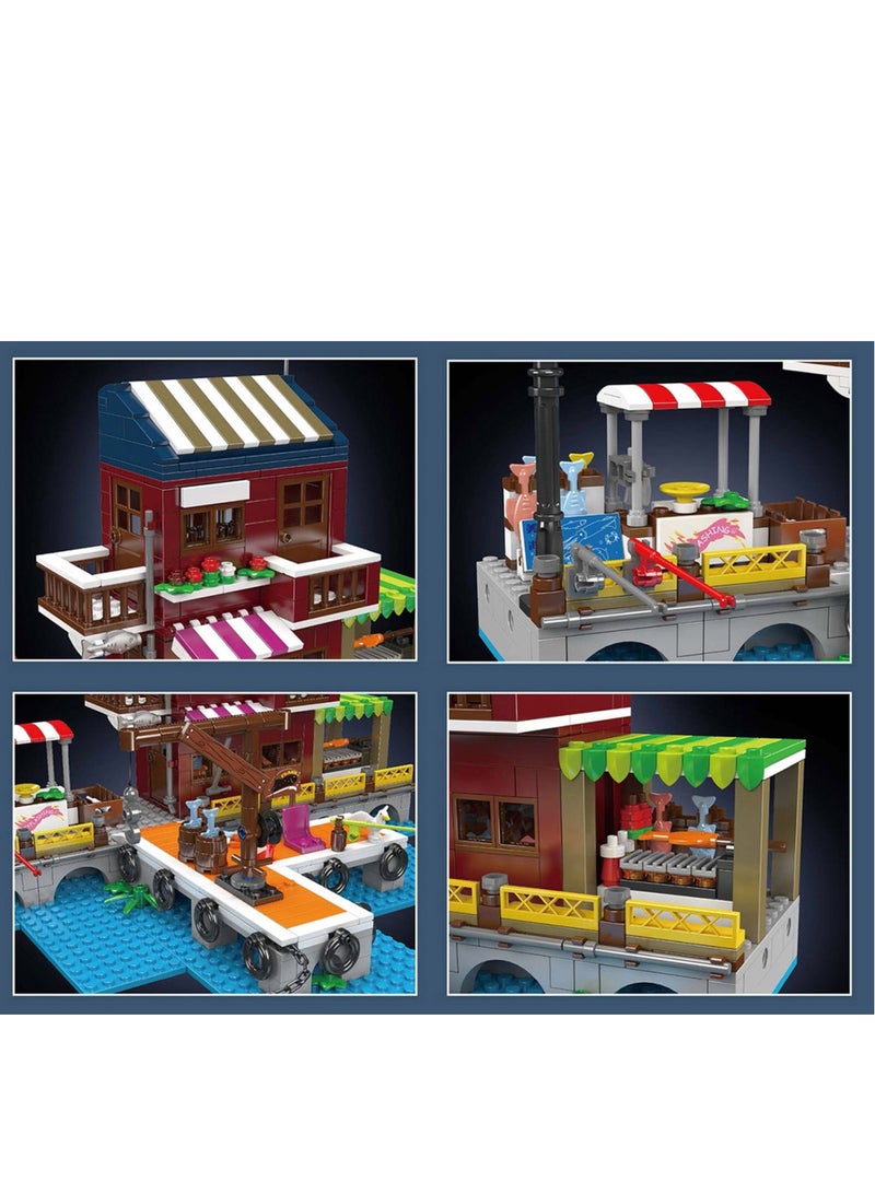 mould king 10110 Mini Fishing boats dock Building Blocks Kit, Build a Micro Seaside Cabin with Friends, Educational Dock Cottage for Fishing Boat Sets  - Image 4