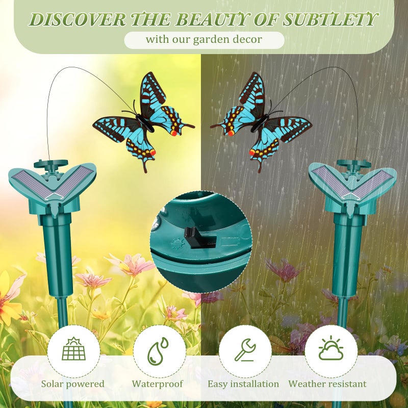 Rossesay 12 Pcs Solar Flying Moving Fluttering Waterproof Garden Stakes Decorations for Home Yard Pathway Garden Landscape Christmas Outdoor Indoor Centerpieces Gift Decorations (Butterfly) - Image 4