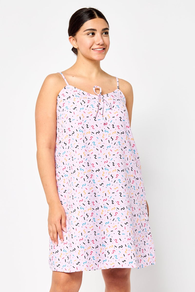 ONLY فستان ميني بطباعة جرافيك للنساء، متعدد الألوان - Image 1