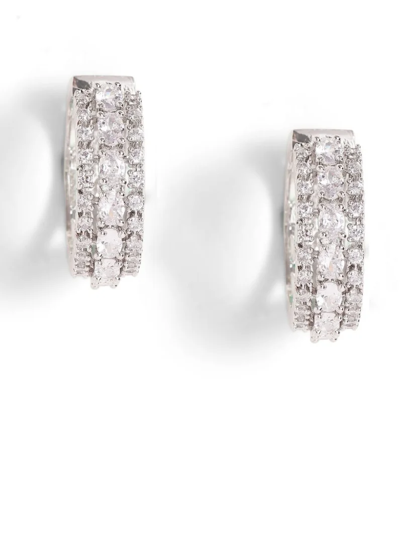 برياسي American Diamond Stone Studded Circular Hoop Earrings