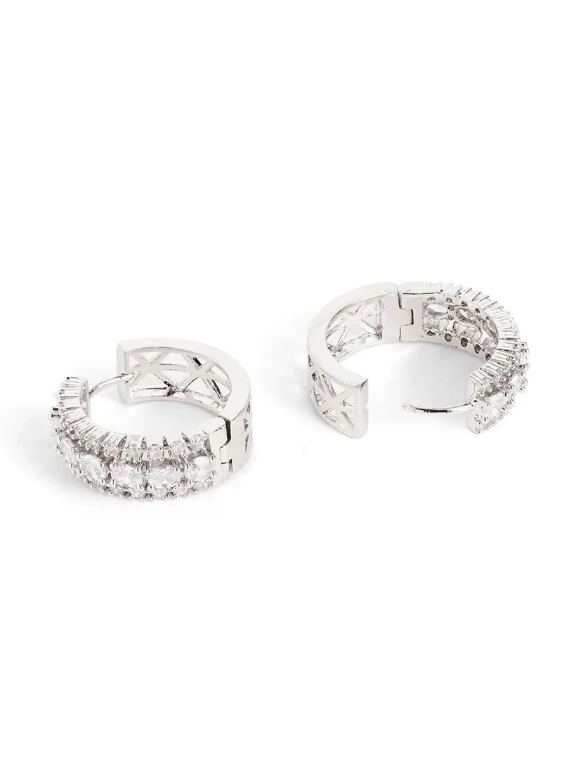 Priyaasi Stone Studded Circular Hoop Earrings
