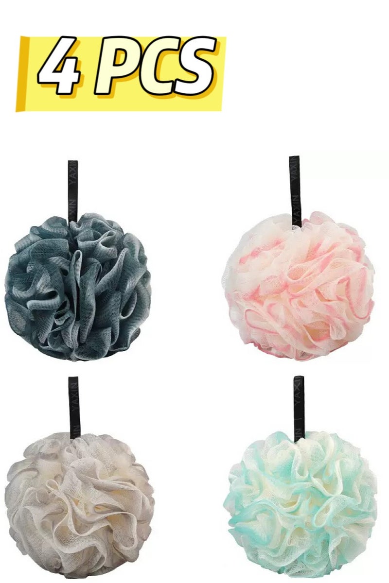 4 pieces of bath sponge, bath sponge scarf, mesh bag scarf, enhance men's and women's skin care, natural inspiration, luxurious bath experience (large size) - Image 1