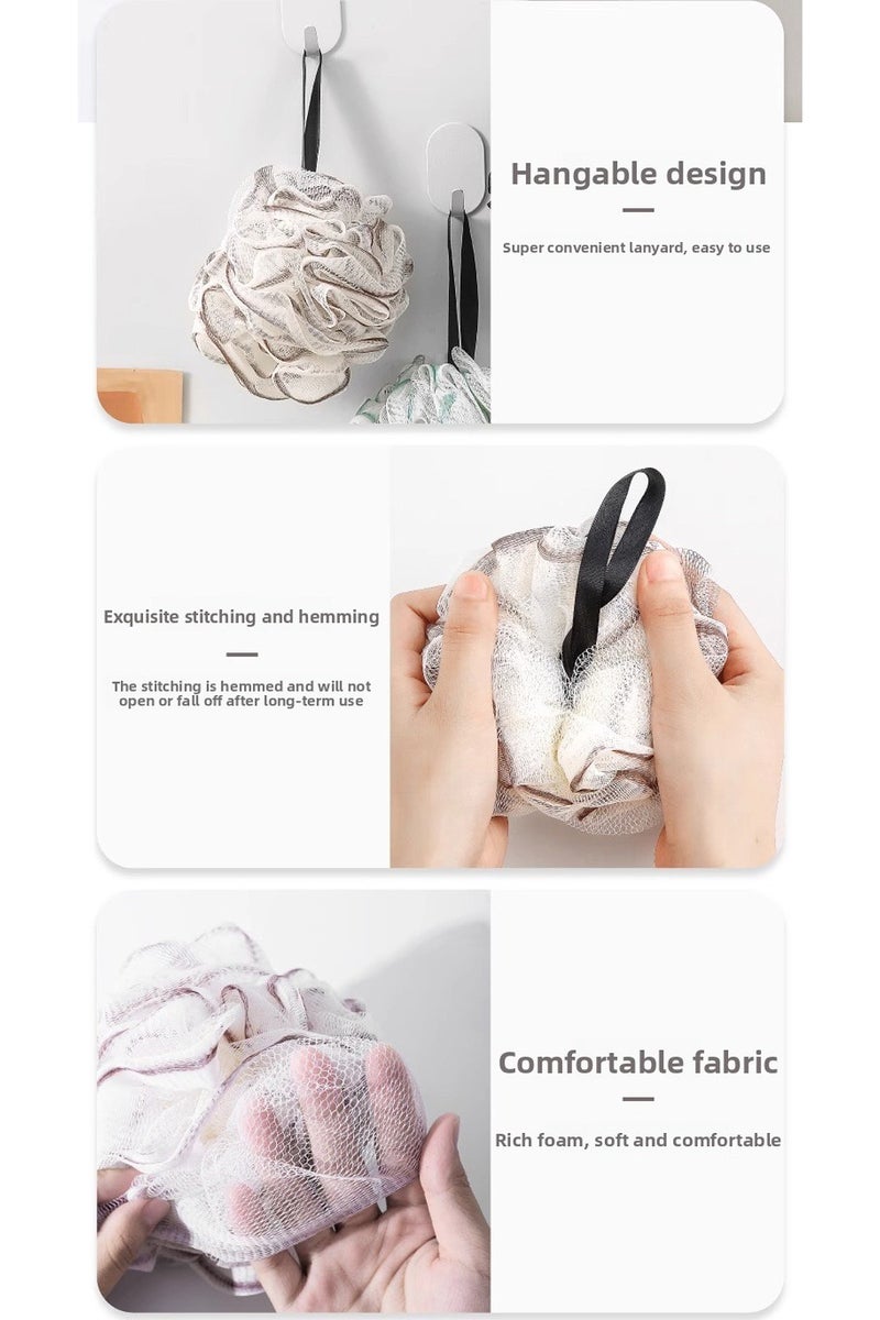 4 pieces of bath sponge, bath sponge scarf, mesh bag scarf, enhance men's and women's skin care, natural inspiration, luxurious bath experience (large size) - Image 3