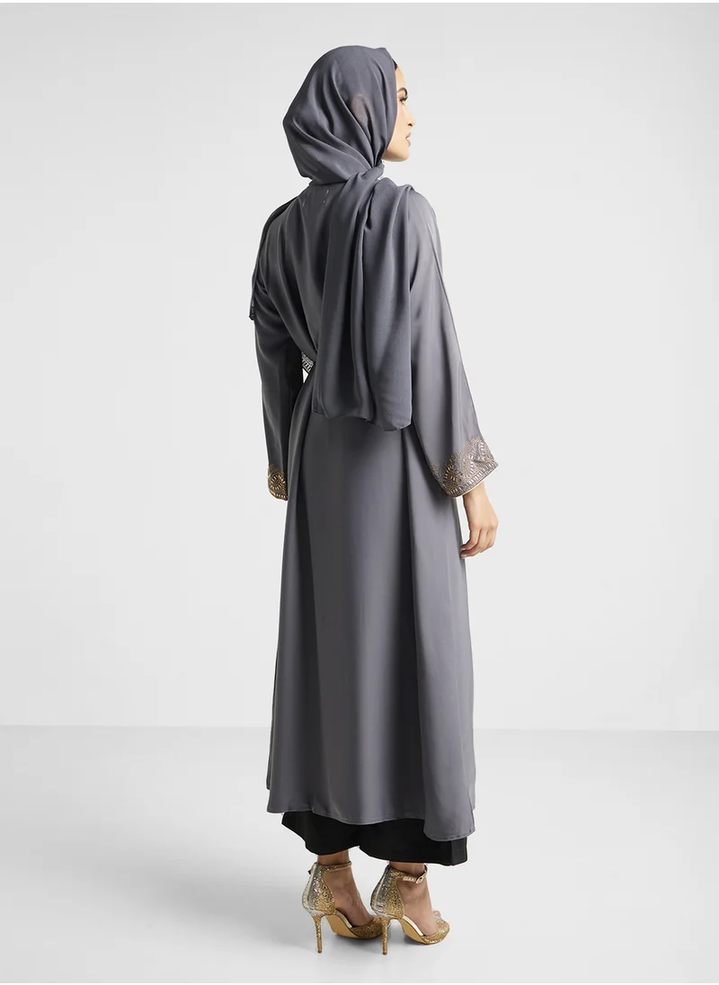 ارابيان كلوزيت Open Embellished Abaya With Belt