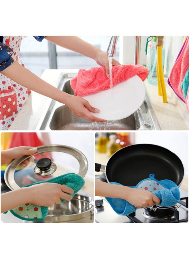 5 Pieces Coral Fleece Hand Towels with Hanging Loop, 28x38 cm, Random Colors - Image 5