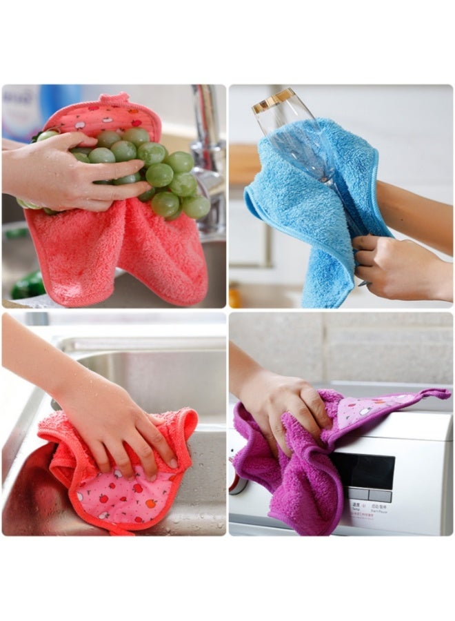 5 Pieces Coral Fleece Hand Towels with Hanging Loop, 28x38 cm, Random Colors - Image 4