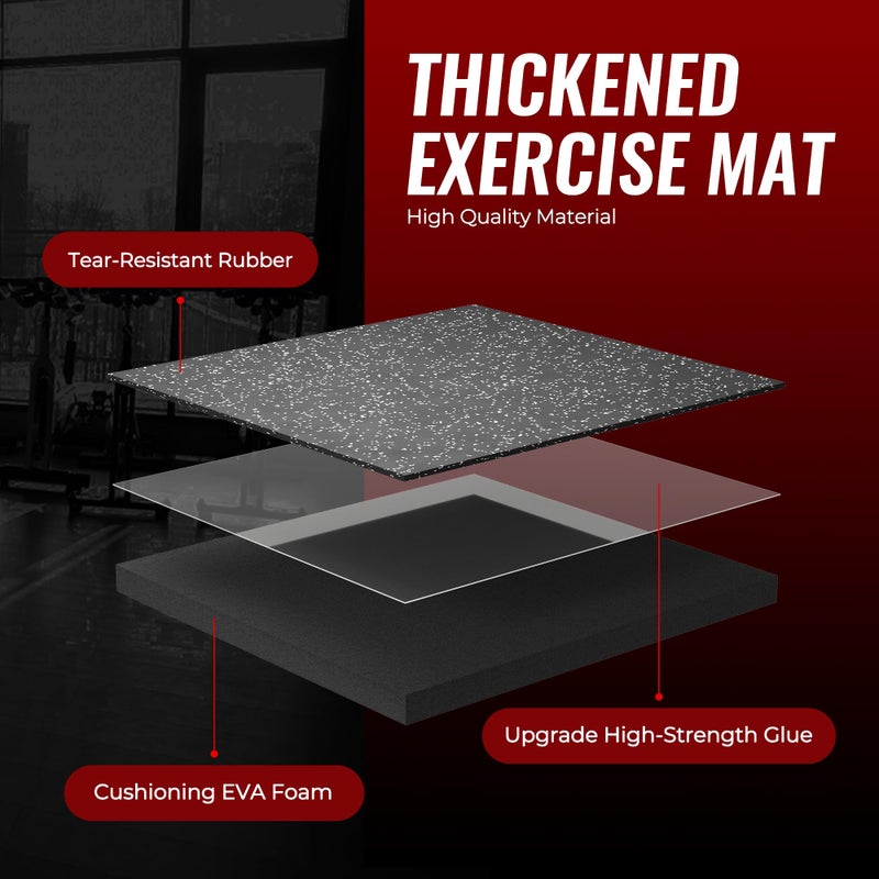 SUPERJARE 0.56'' Thick 12 Pcs 48 Sq Ft Rubber Top Exercise Equipment Mats, High Density EVA Foam Mats with Rubber Top, Interlocking Gym Flooring for Home Gym, Protective Workout Mat, Black/Grey - Image 2