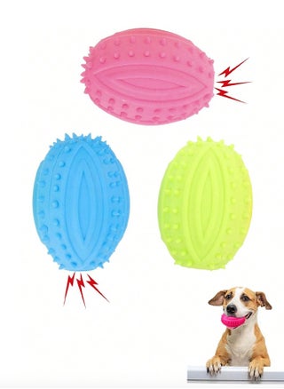 1pc Dog Toy Ball, Indestructible Squeaky Dog Toy, Durable Elasticity Interactive Ball for Training Dog Catch and Fetch, Light Weight Floatable Rugby Toys for Medium & Large Breeds（color random） - pzsku/Z19216E79CA8C445033B6Z/45/_/1730986913/abb8b722-271e-4e0f-88a0-ef661b7557c2