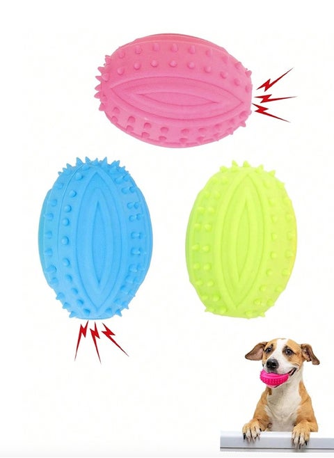 1pc Dog Toy Ball, Indestructible Squeaky Dog Toy, Durable Elasticity Interactive Ball for Training Dog Catch and Fetch, Light Weight Floatable Rugby Toys for Medium & Large Breeds（color random）