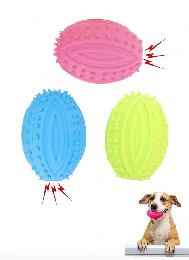 1pc Dog Toy Ball, Indestructible Squeaky Dog Toy, Durable Elasticity Interactive Ball for Training Dog Catch and Fetch, Light Weight Floatable Rugby Toys for Medium & Large Breeds（color random）
