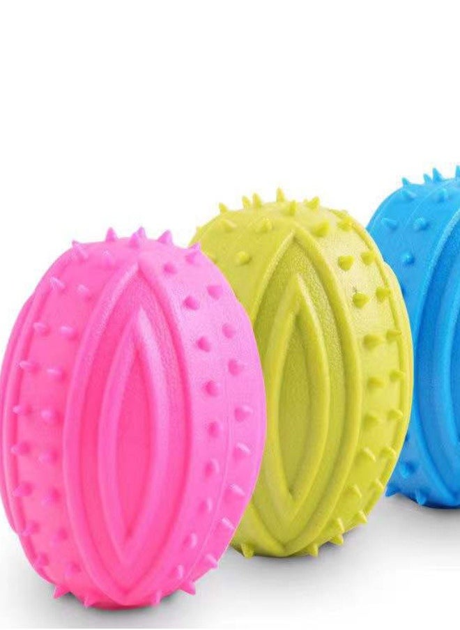 1pc Dog Toy Ball, Indestructible Squeaky Dog Toy, Durable Elasticity Interactive Ball for Training Dog Catch and Fetch, Light Weight Floatable Rugby Toys for Medium & Large Breeds（color random）