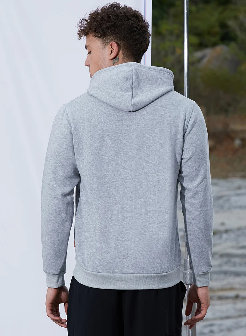 Campus Sutra Men's Light Grey Dr. To Be Hoodie With Kangaroo Pocket
