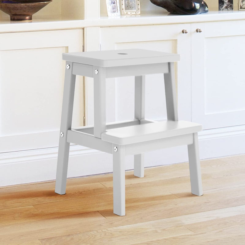 HOUCHICS Step Stools for Adults Wooden Step Stool with 400 lb Wood Step Stool Adults Step Stool Step Stool for Bedside Step Helper for KitchenBathroomBedroom White